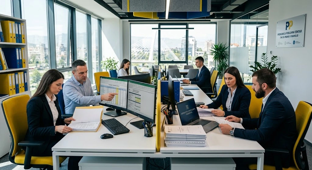 AI radnici i zaposleni rade zajedno u modernom timu